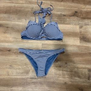 Blue striped bikini